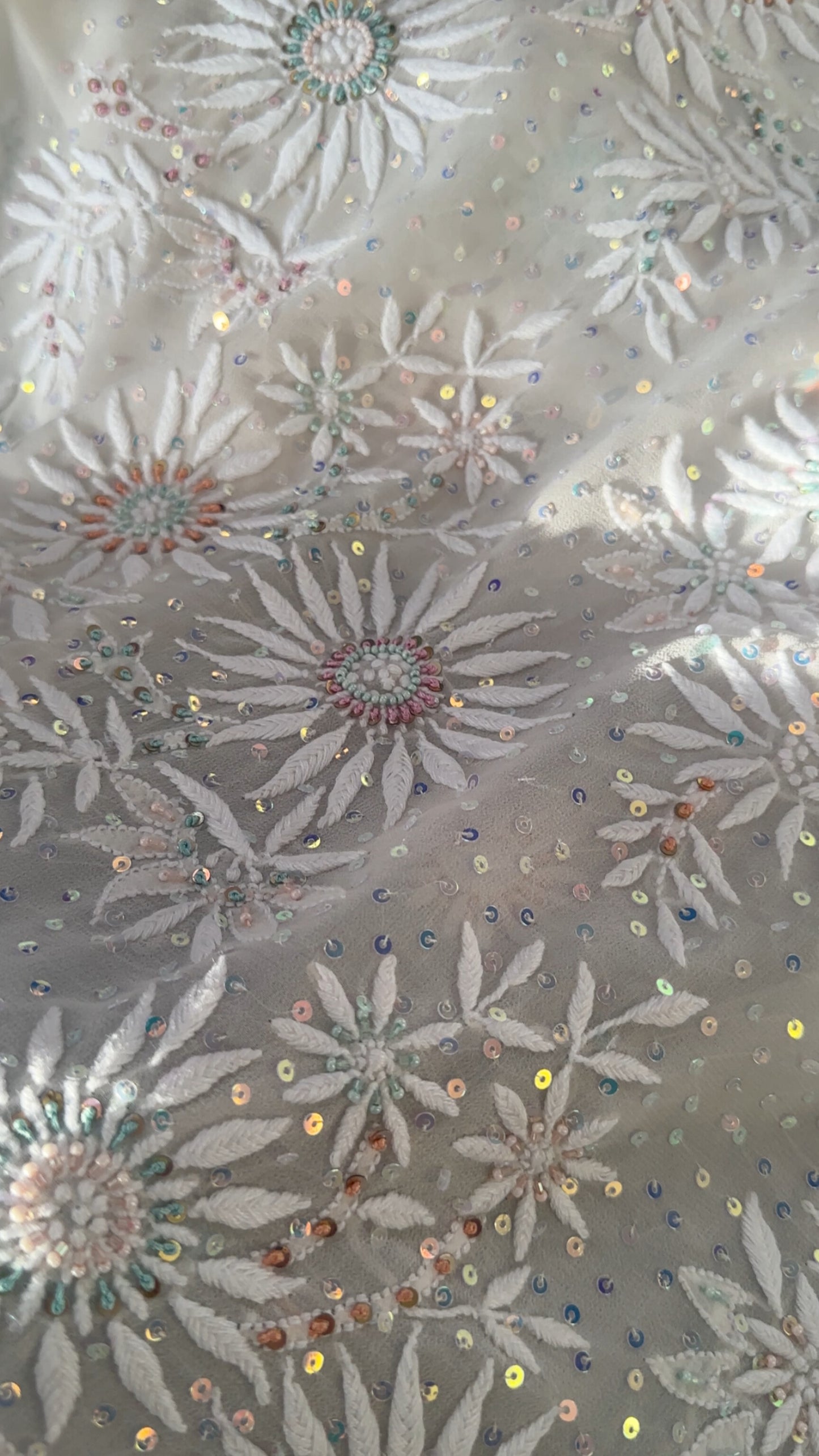 Off White Chikankari and Embellishments Suit