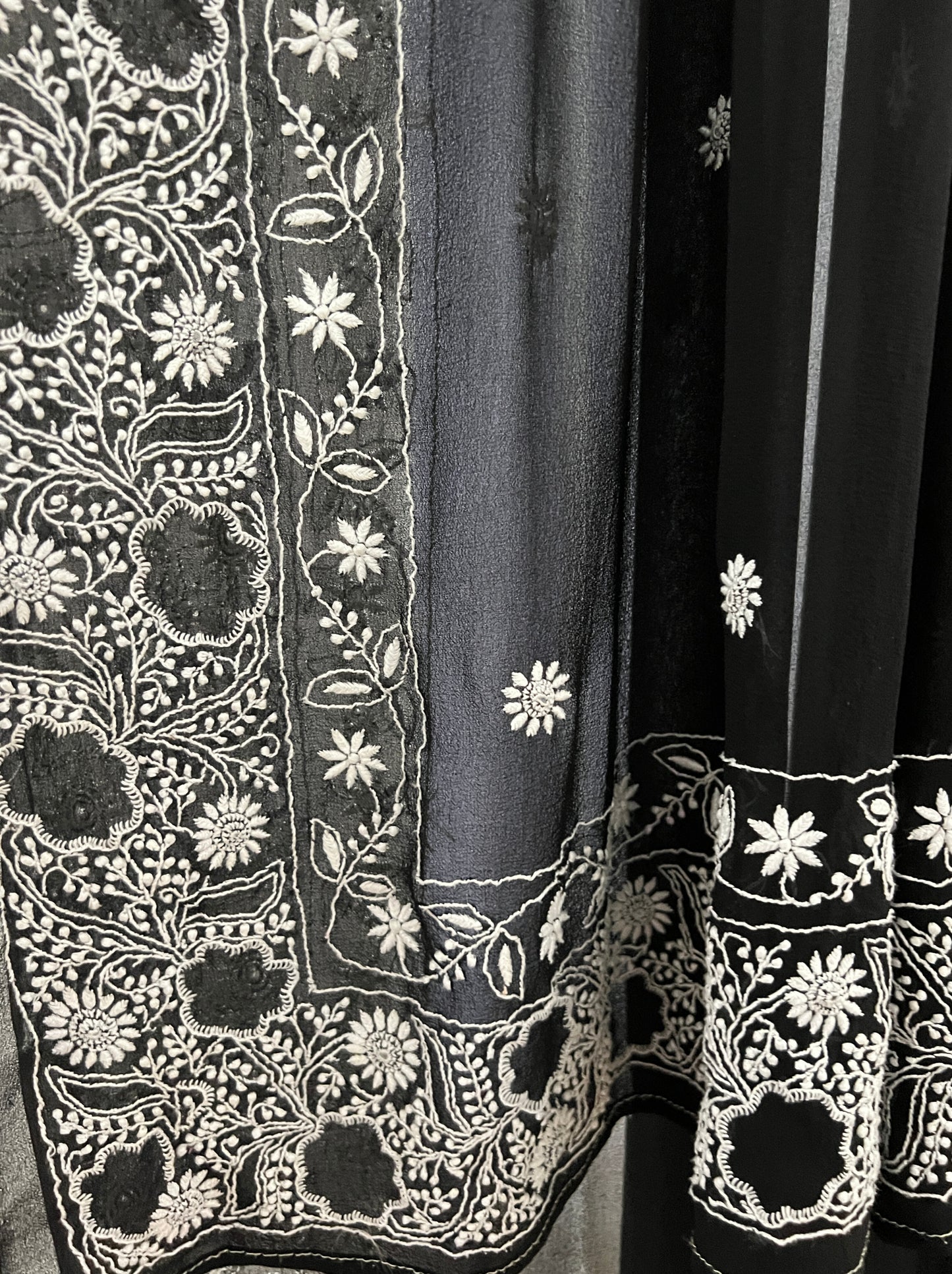 Black & White Pure Georgette Dupatta