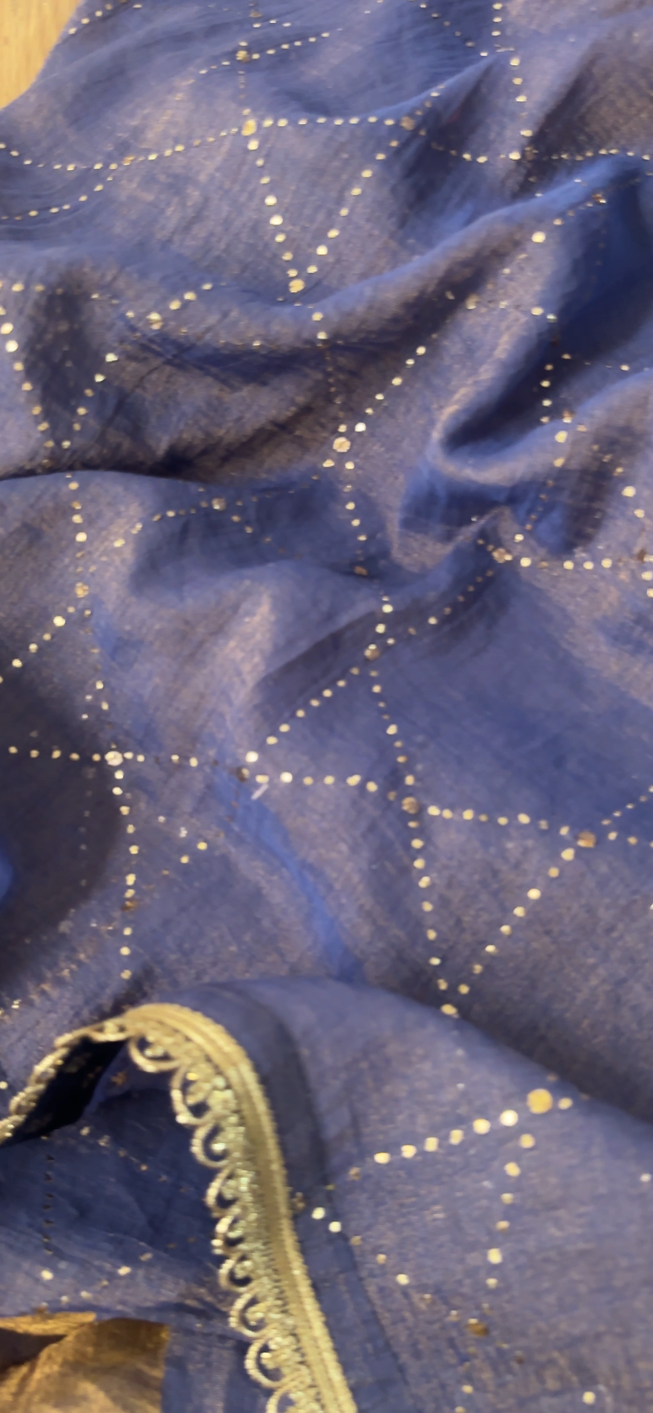 Indigo Blue Pure Tissue Chanderi Mukaish Suit