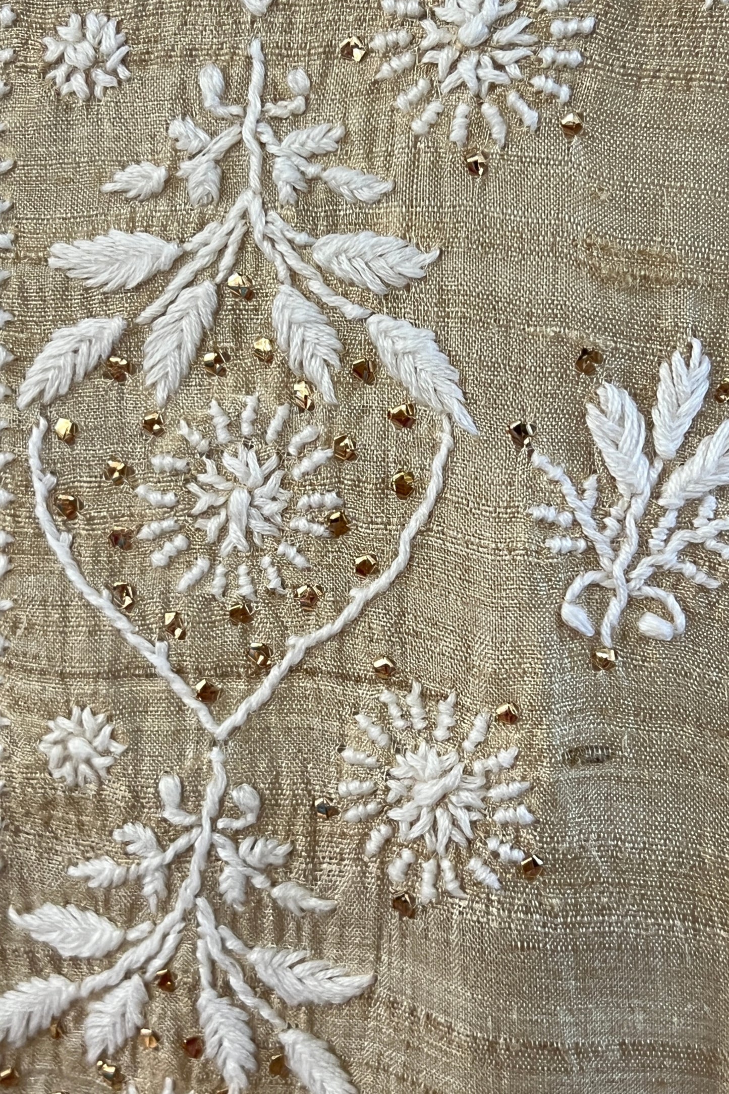 Pure Tussar Silk Kurta with Chikankari and Mukaish motif- ShaSumz