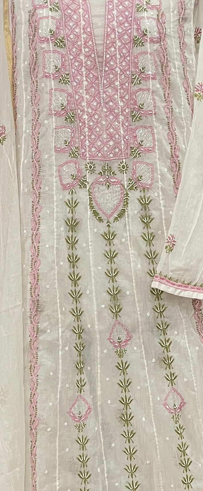 Mul Chanderi Chikankari Anarkali Suit
