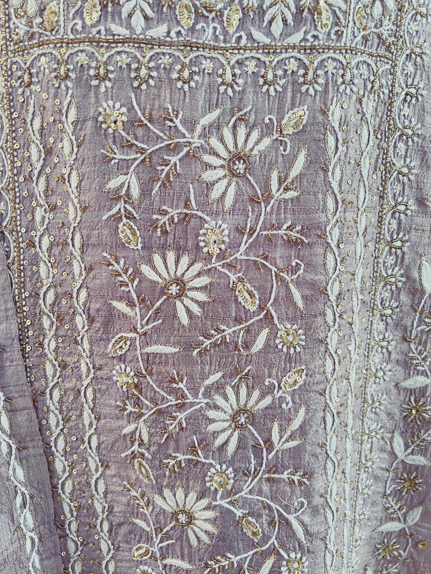 Pure Tussar Silk Chikankari with Embellishments | Eternal Craftsmanship
