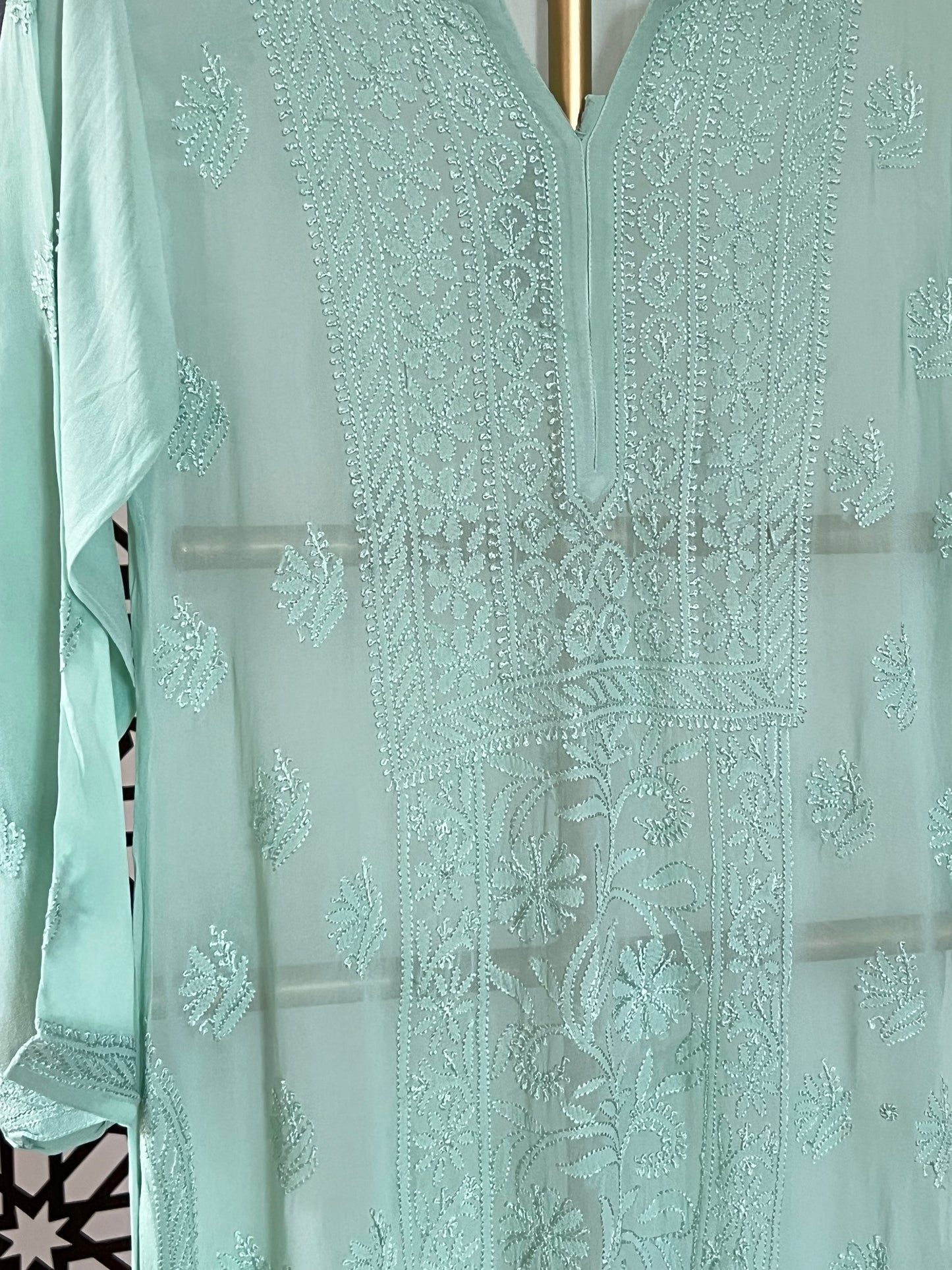 Sea Green Chikankari Kurti