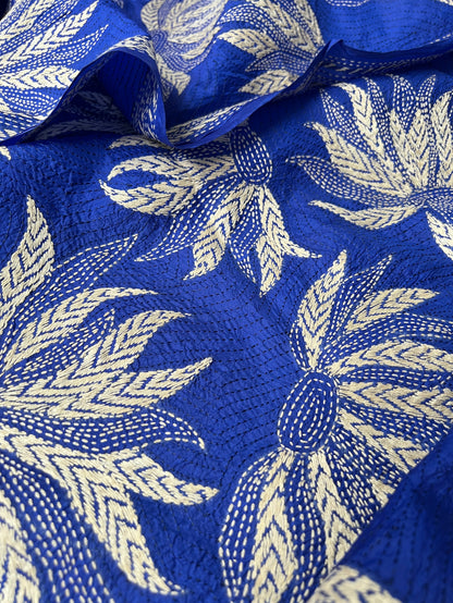 Royal Blue Silk Kantha Dupatta
