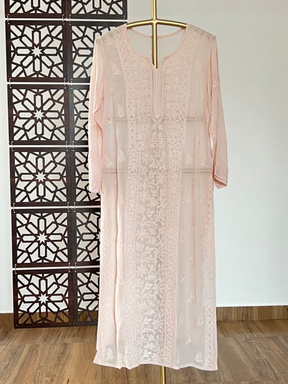 Nude Peach Chikankari Kurti