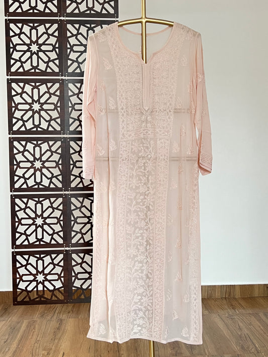 Nude Peach Chikankari Kurti