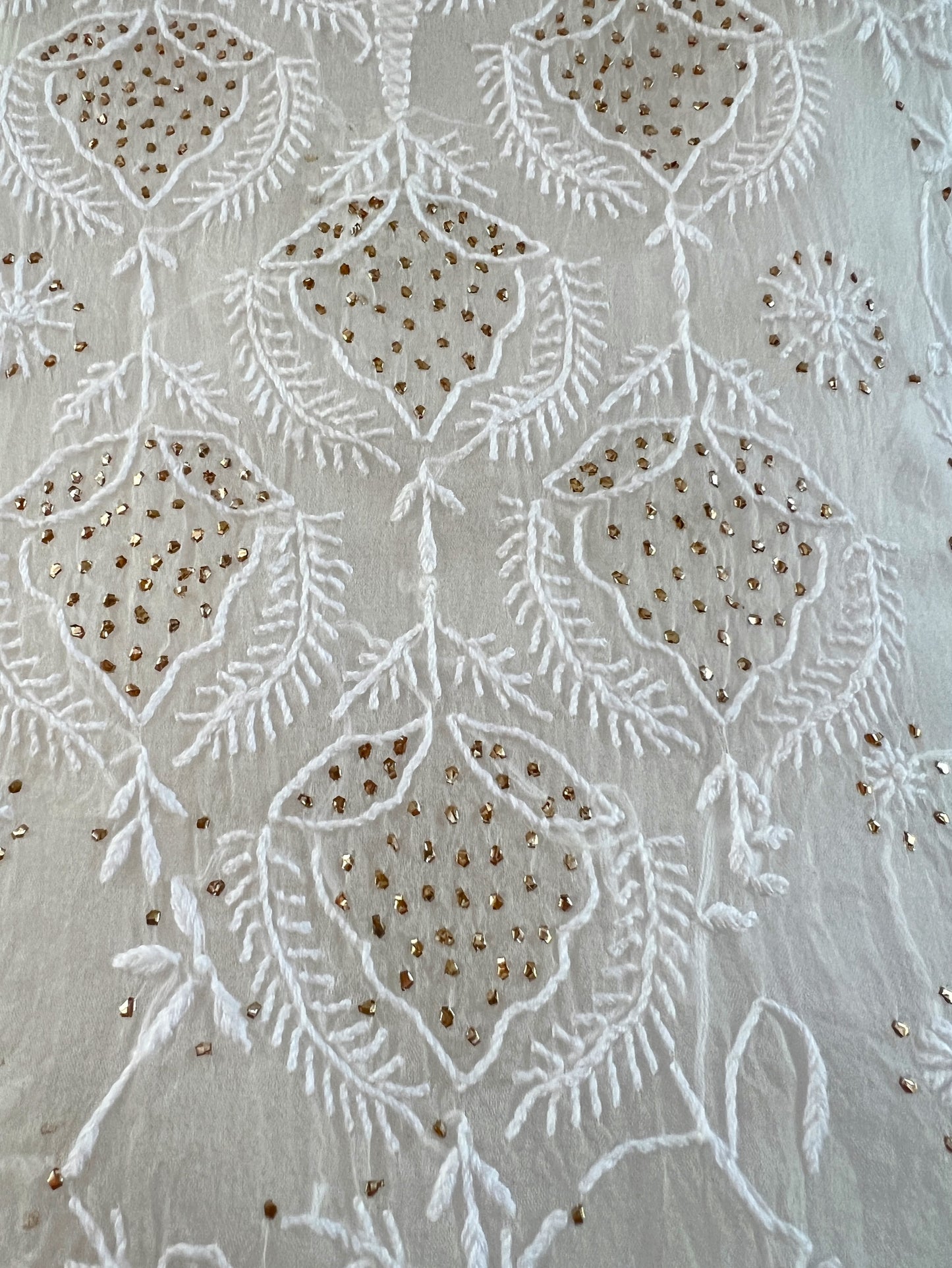 White Pure Organza Chikankari Suit Set with Kamdani (Dyeable) – Handcrafted Lucknowi Chikankari