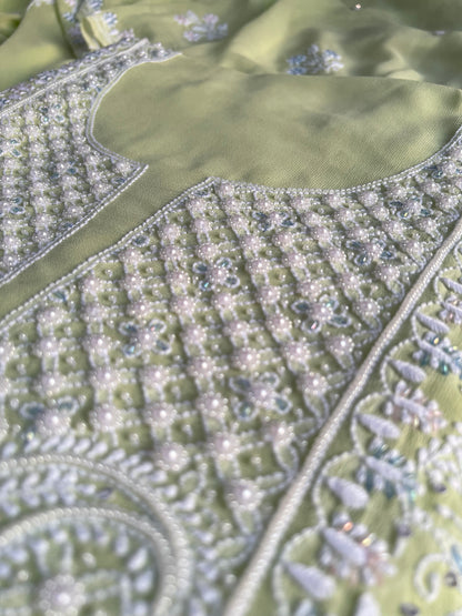 Pista Green Chikankari & Pearls Suit