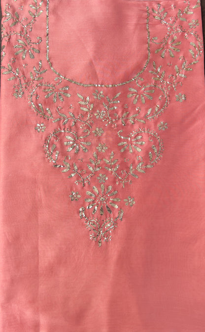 Chanderi Mukaish Kurta - Peach