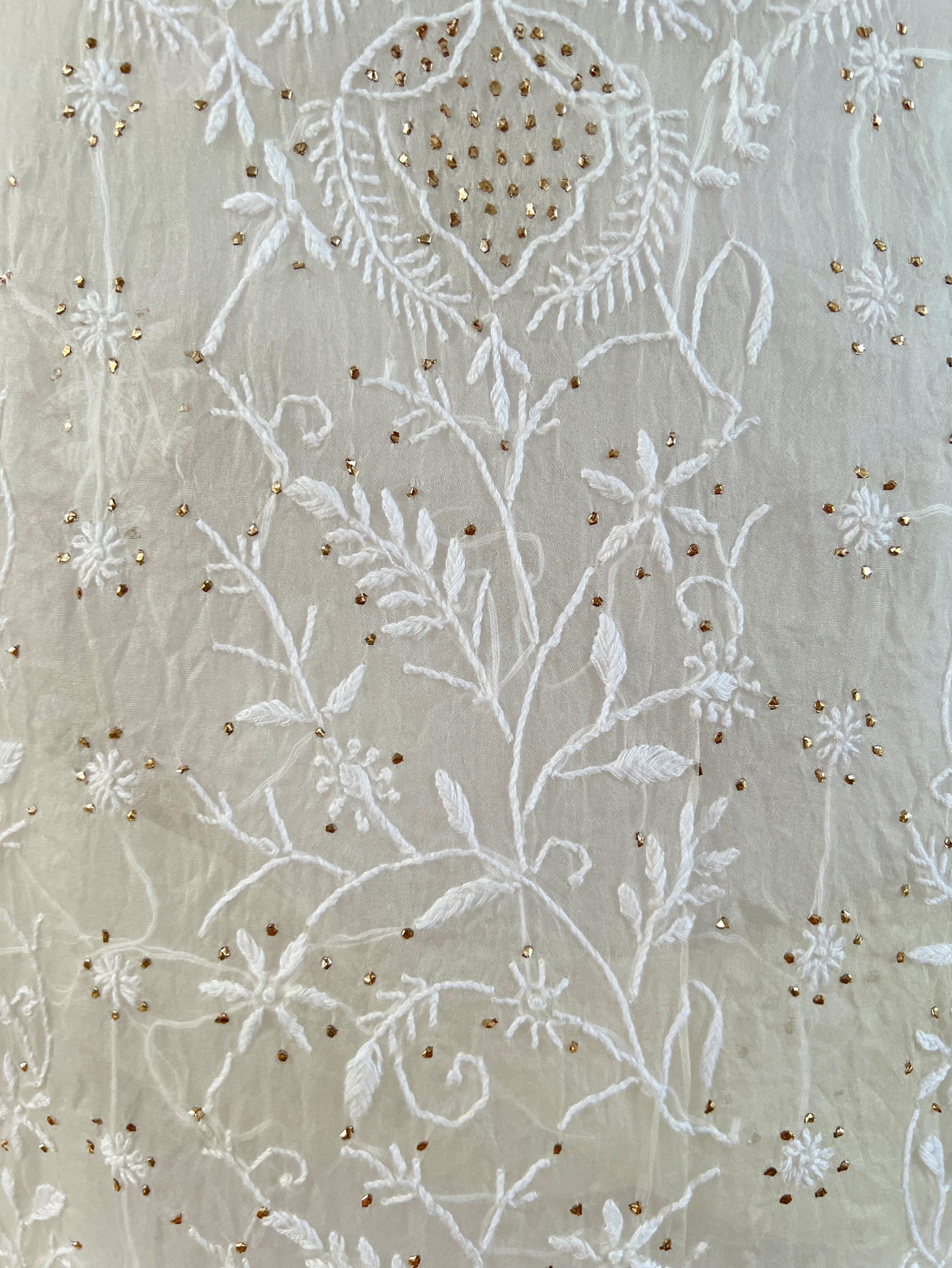 White Pure Organza Chikankari Suit Set with Kamdani (Dyeable) – Handcrafted Lucknowi Chikankari