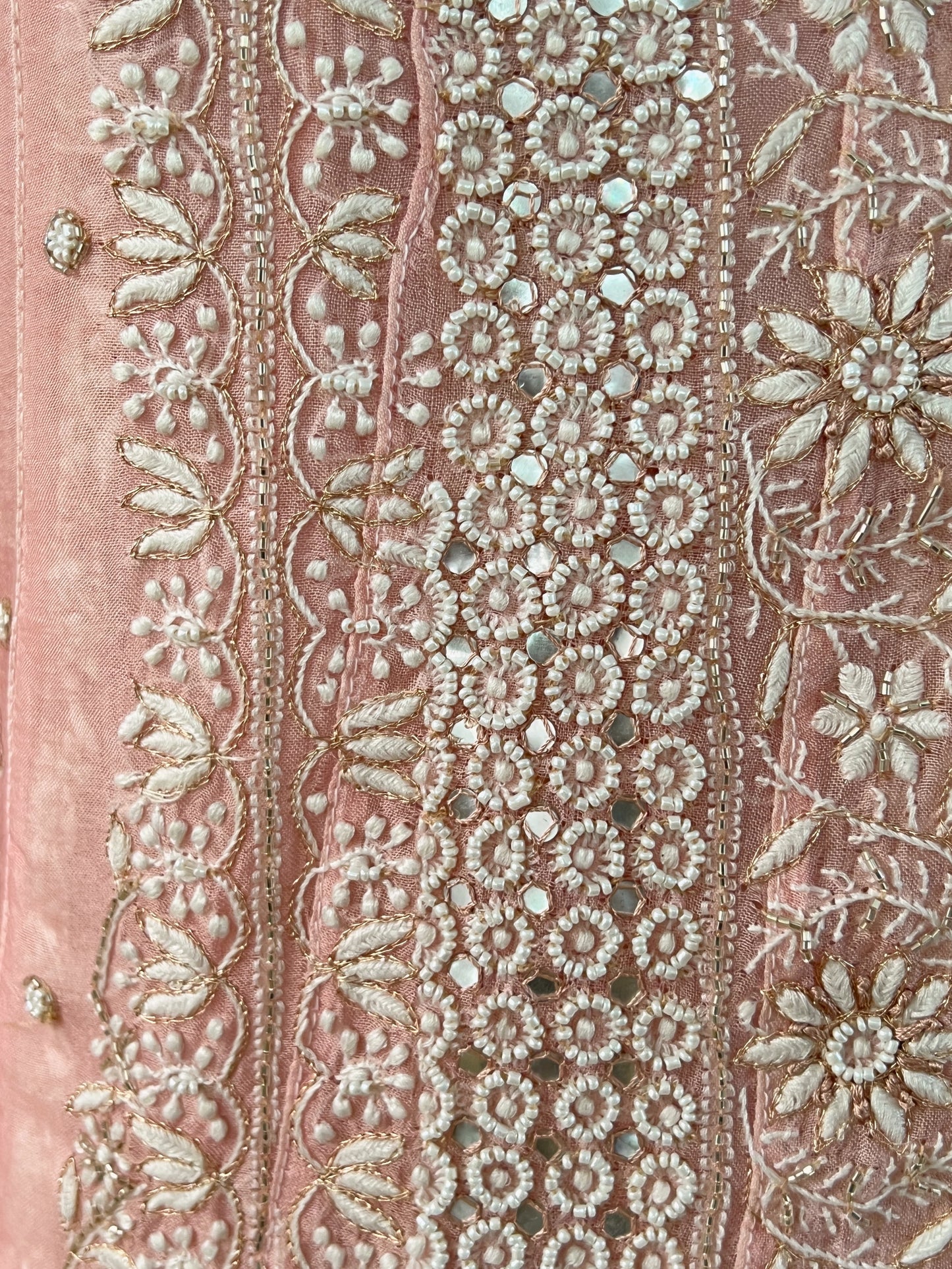 Pink Pure Organza Silk Anarkali – Hand-Embroidered Chikankari & Luxe Embellishments