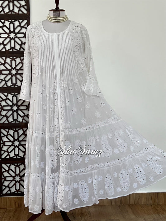 Georgette Anarkali with Chikankari & Mukaish