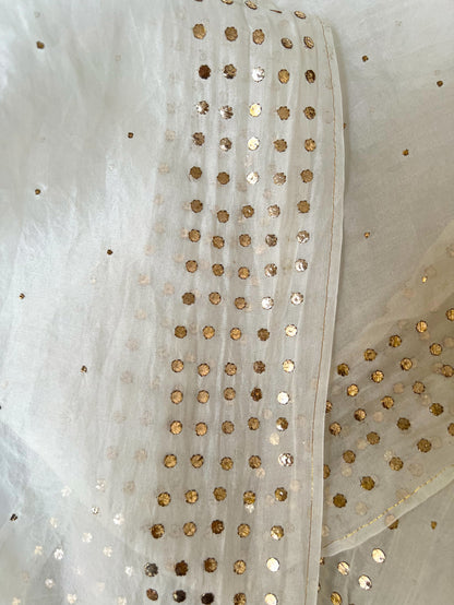 Organza Silk Dupatta with Handcrafted Mukaish Work – Elegant & Lightweight