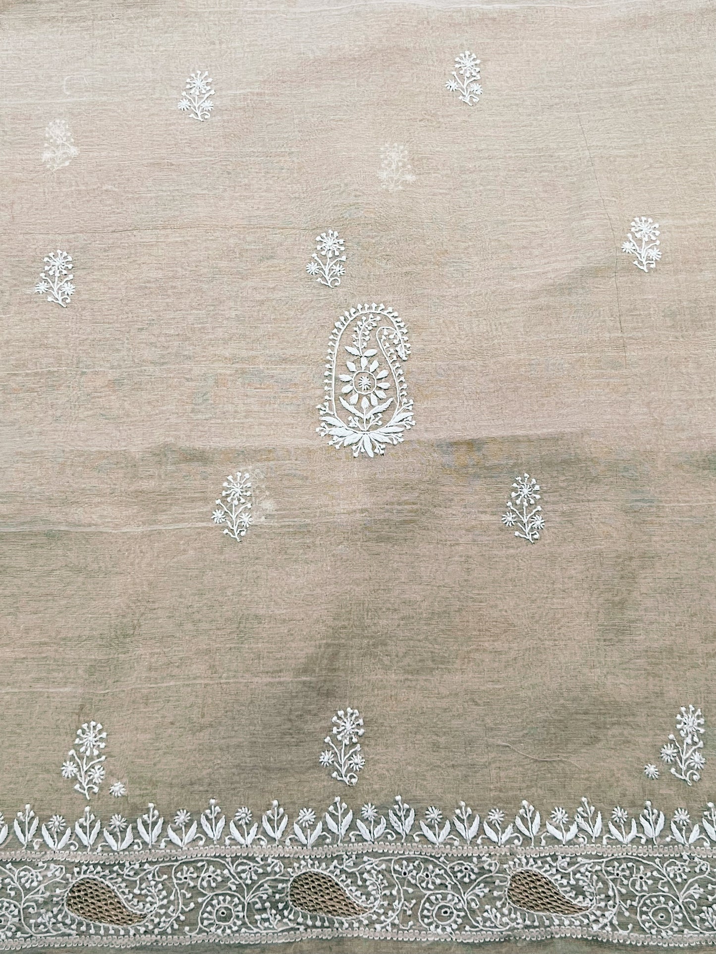 Pure Tissue Chanderi Silk Kurta with Chikankari & Kasab Haath Jaali