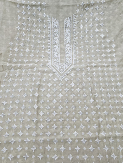 Pure Munga Silk Kurta with hand embroidered intricate Chikankari