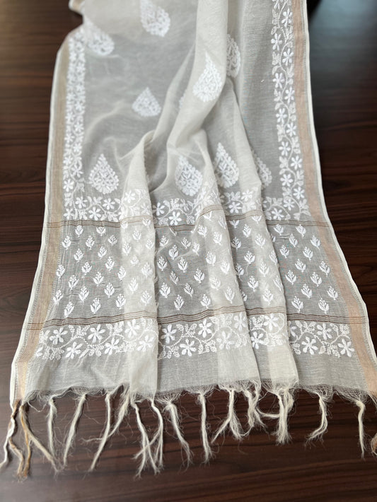 Chanderi Dupatta with Chikankari