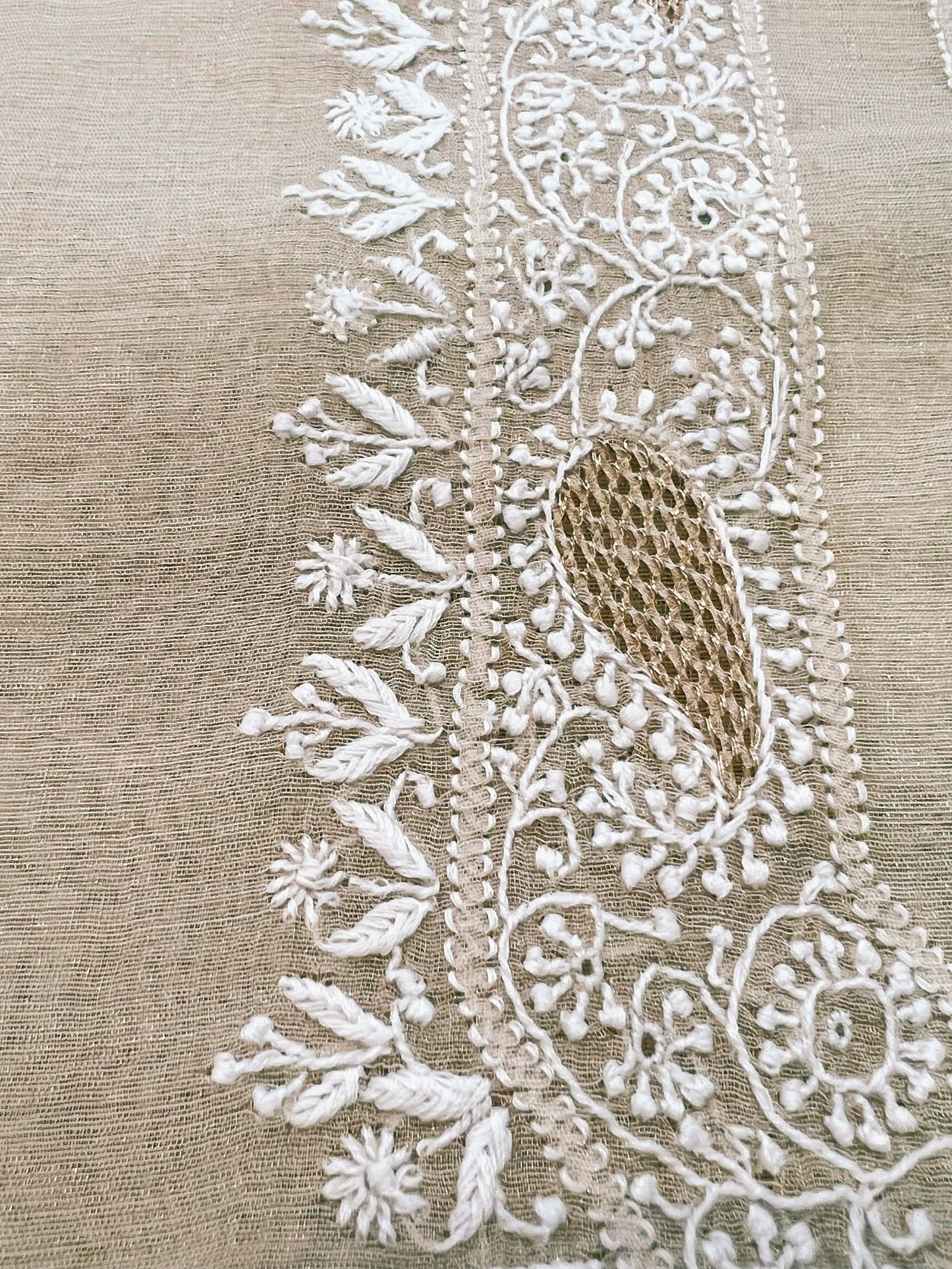 Pure Tissue Chanderi Silk Kurta with Chikankari & Kasab Haath Jaali