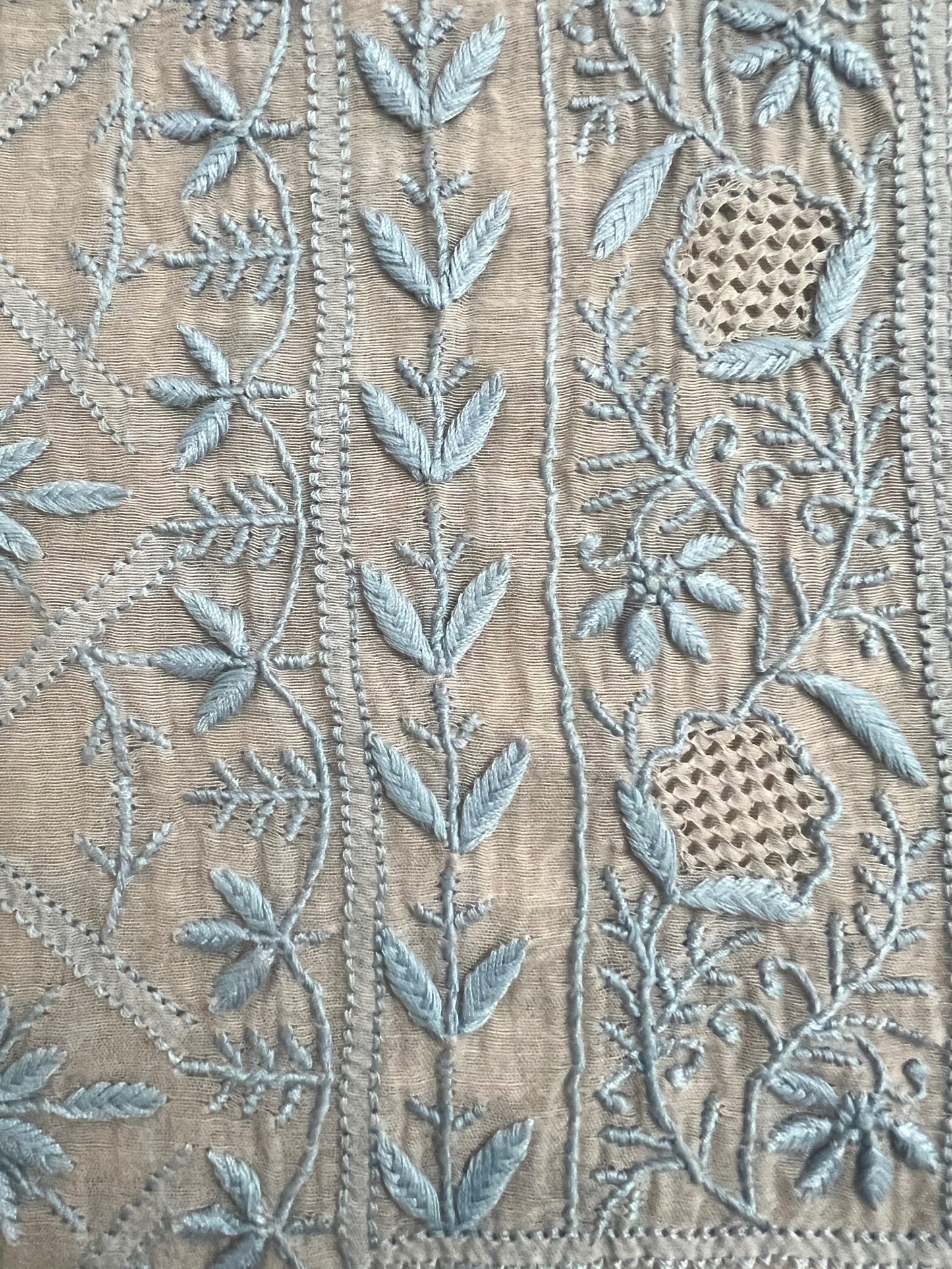 Silver Grey Mul Chanderi Anarkali – Hand-Embroidered Chikankari & Haath Jaali Work