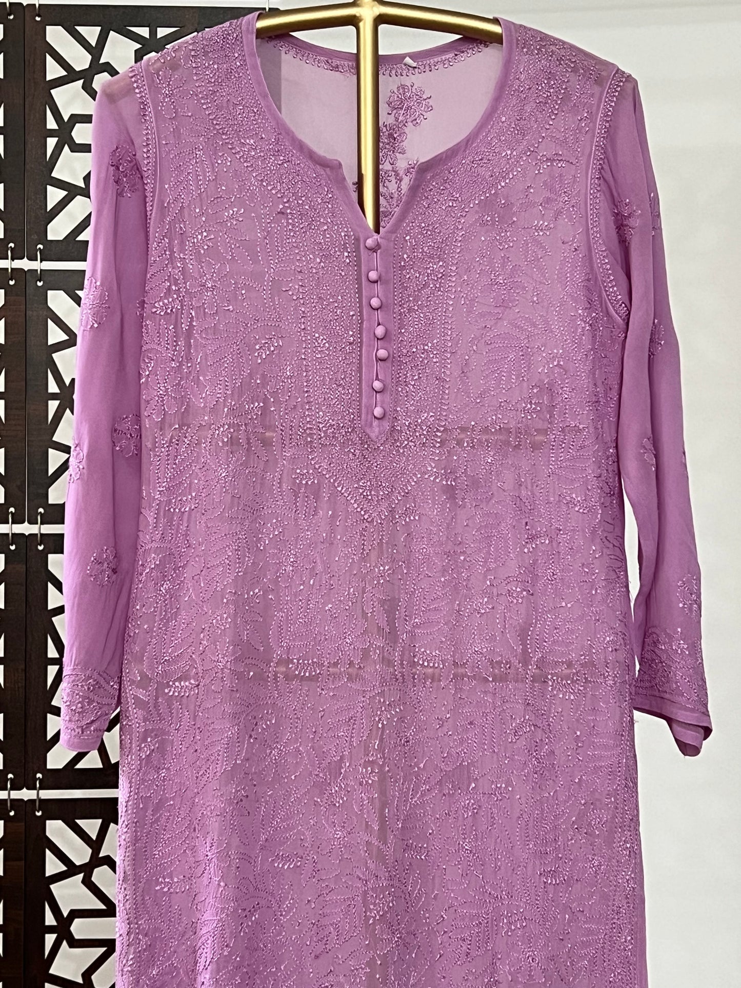 Mauve Chikankari Kurti