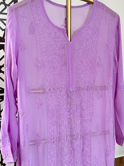 Lavender Chikankari Kurti