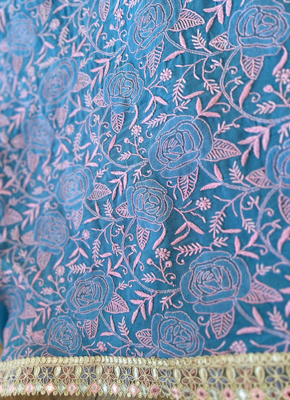 Azure Blue & Baby Pink Do Taar Chikankari Suit