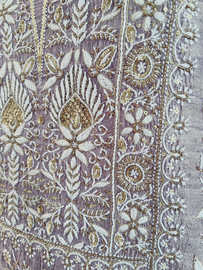 Pure Tussar Silk Chikankari with Embellishments | Eternal Craftsmanship