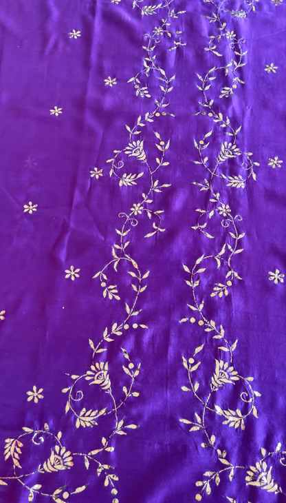 Purple Chanderi Kurta with Mukaish - Front Open design