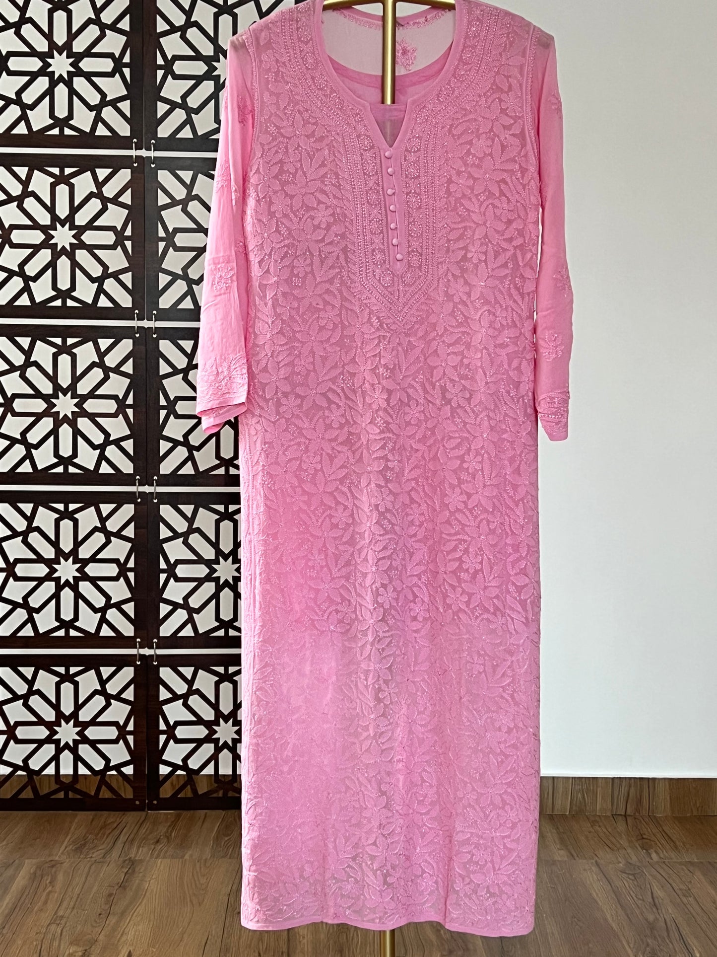 Rose Pink Chikankari Kurti