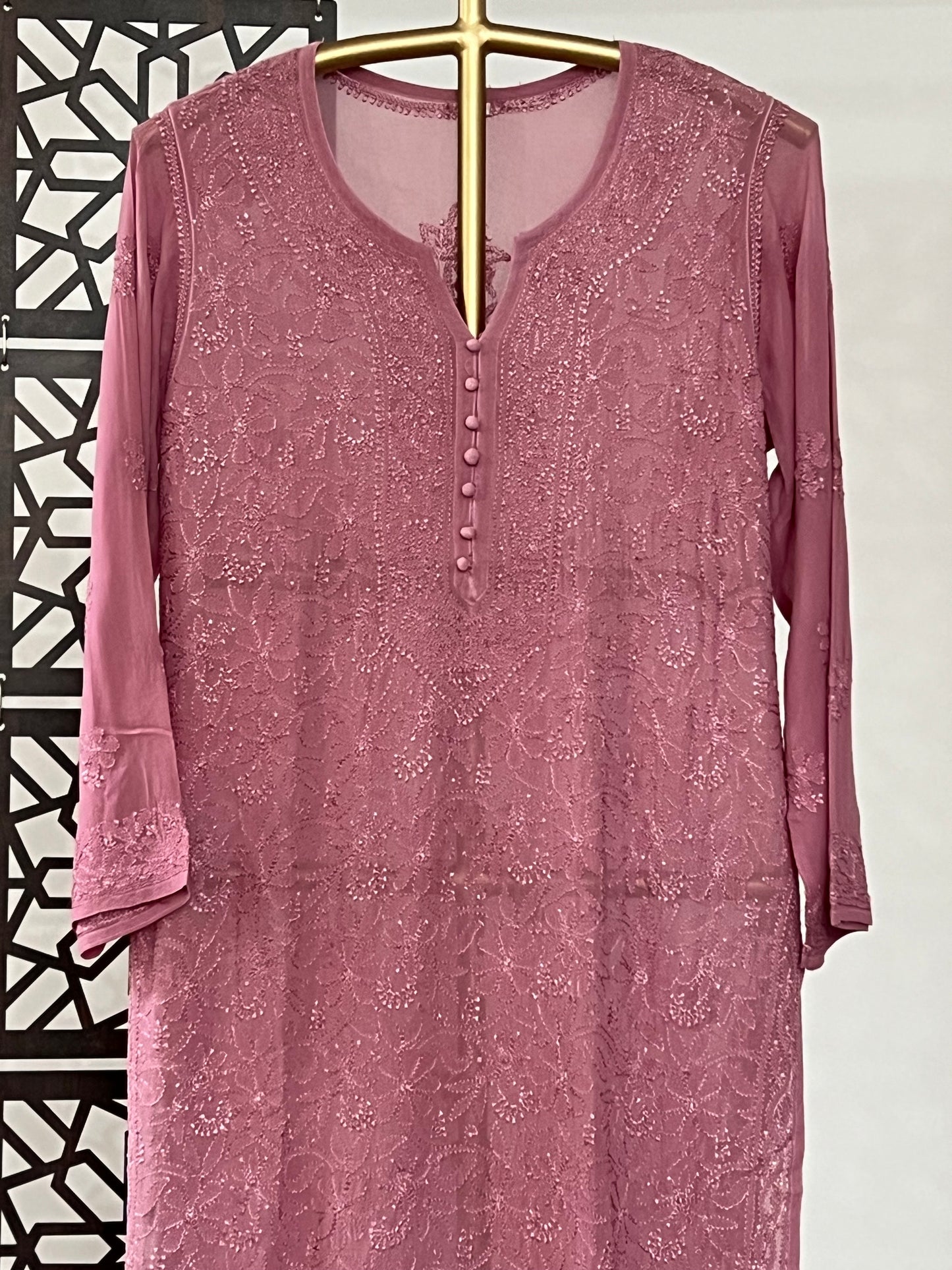 Onion Pink Chikankari Kurti