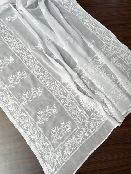 Soft Cotton Dupatta with Hand Embroidered Chikankari – Lightweight & Timeless