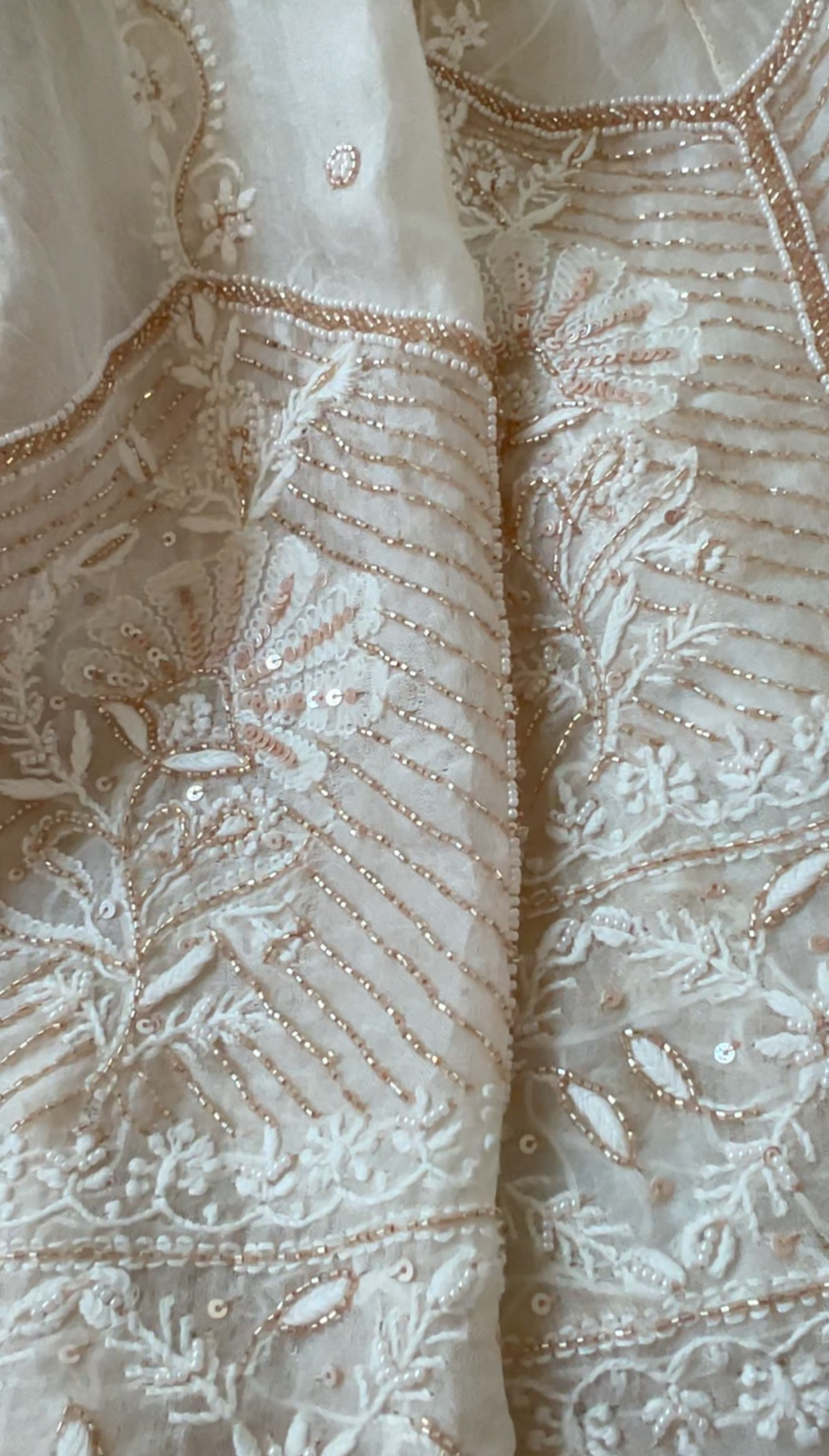 Pure Organza Silk Anarkali – Hand-Embroidered Chikankari & Luxe Embellishments