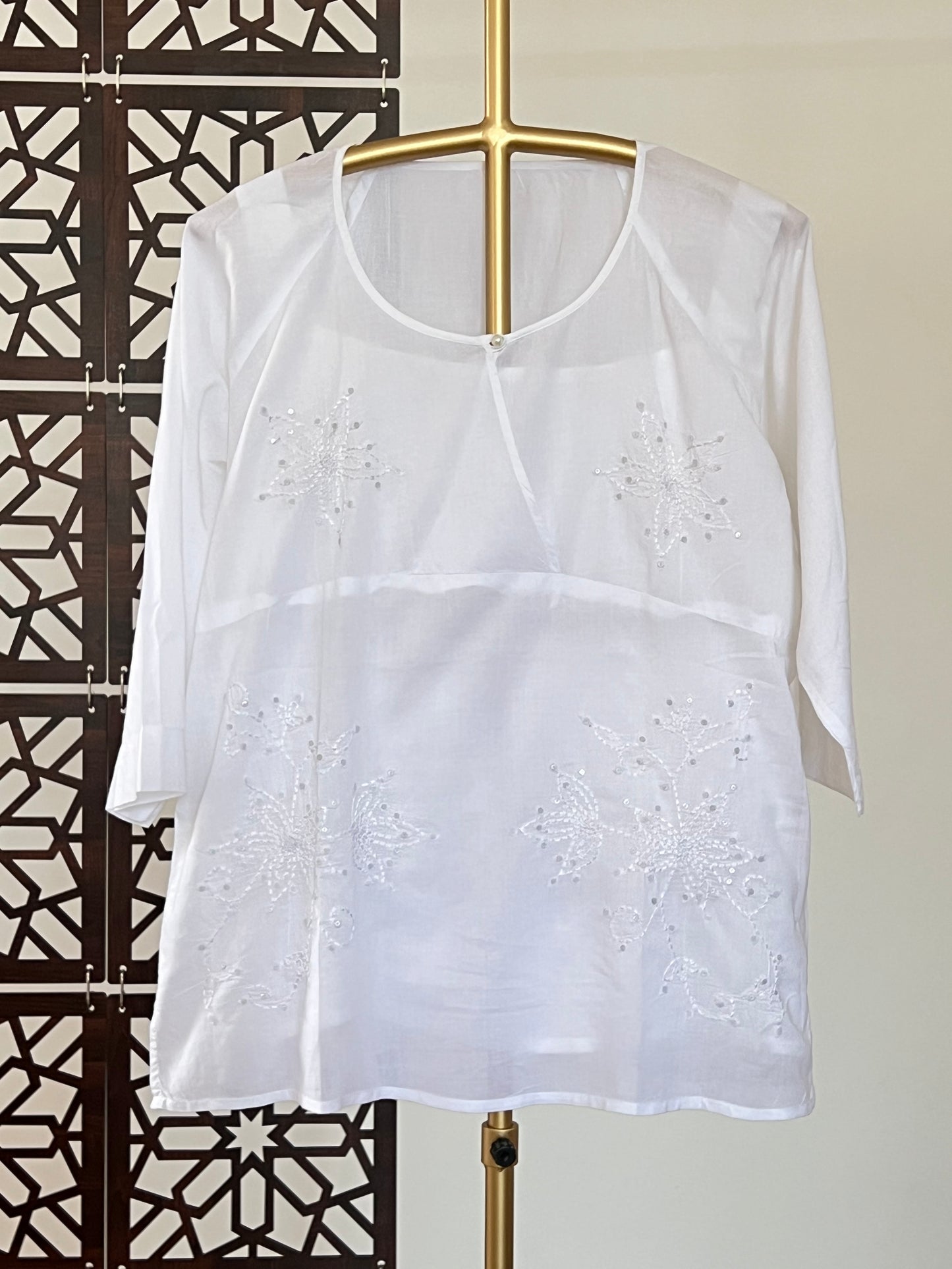 Short Cotton Shirts with Appliqué & Sequins