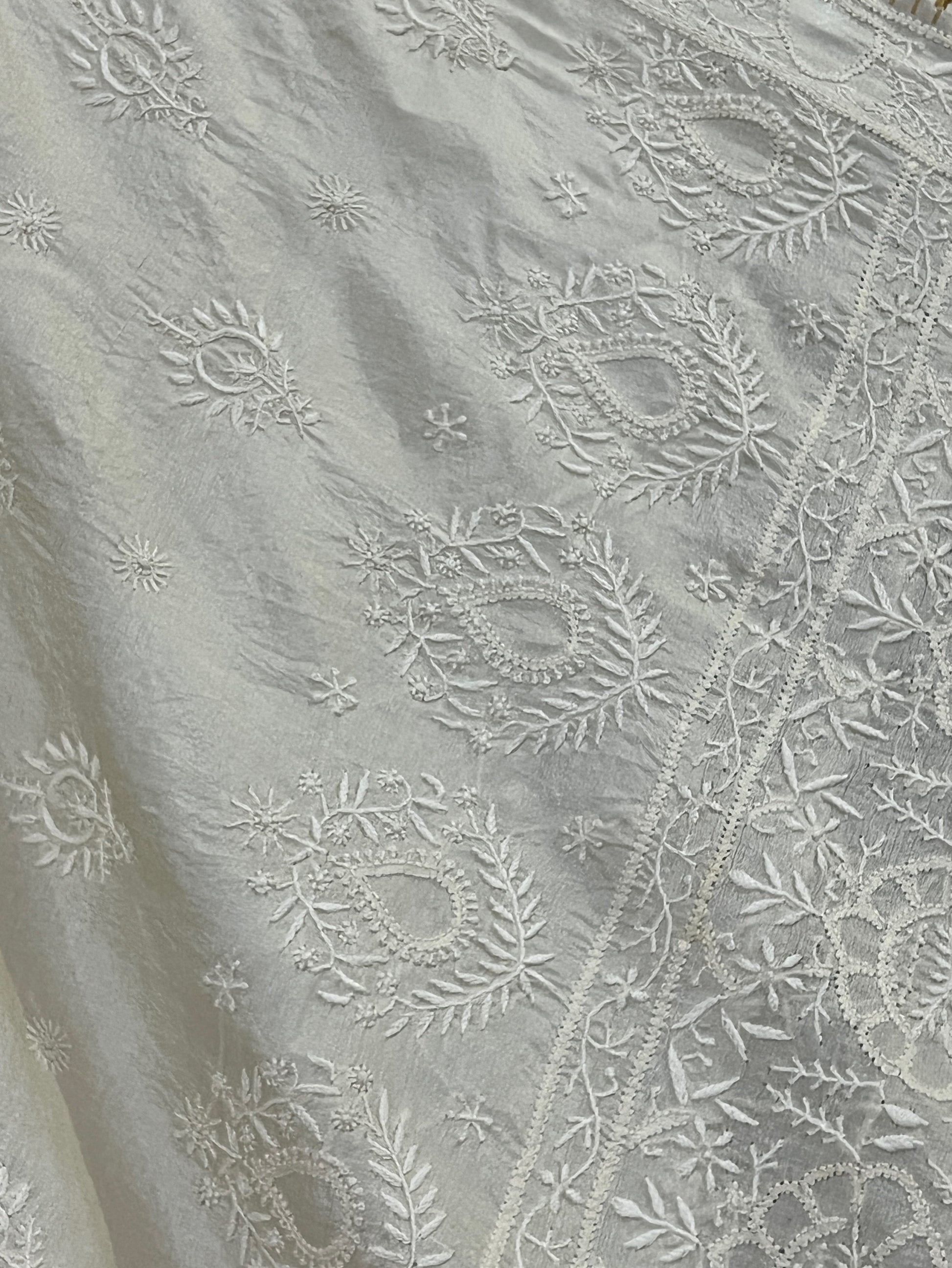 Close up of Pure Silk Saree with Chikankari & Zari Border