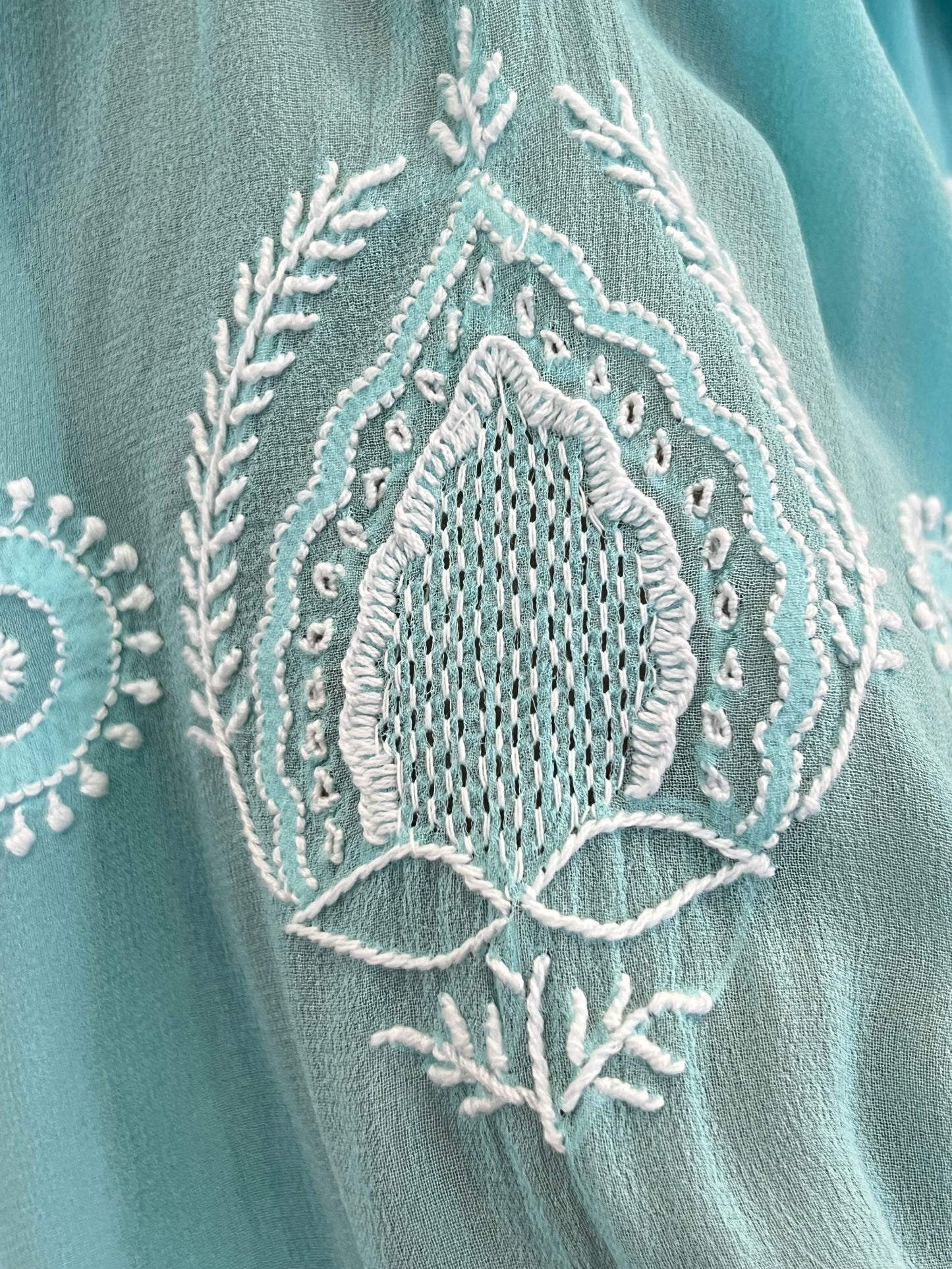 Aqua Blue Anarkali with Chikankari