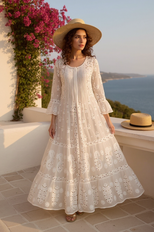 Georgette Anarkali with Chikankari & Mukaish