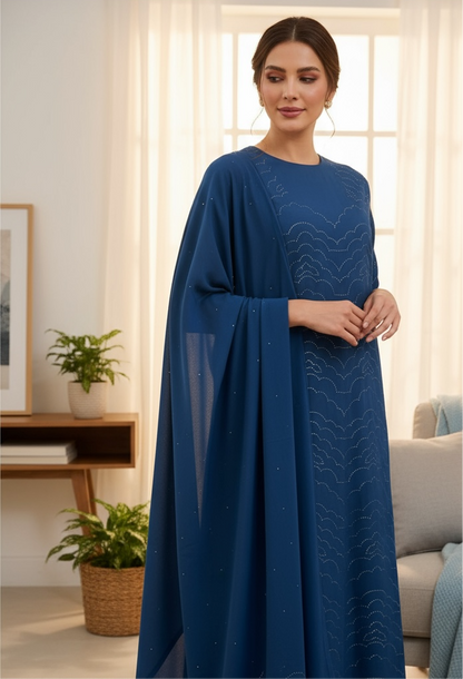 Royal Blue Cotton Suit with Kamdani