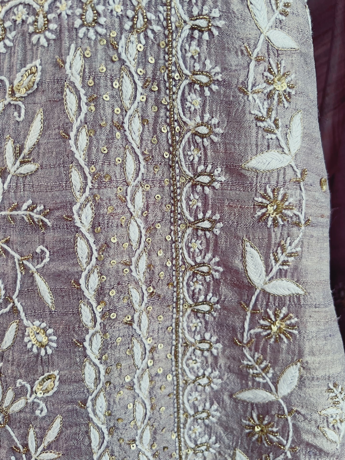 Pure Tussar Silk Chikankari with Embellishments | Eternal Craftsmanship