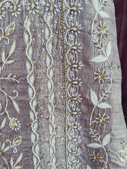 Pure Tussar Silk Chikankari with Embellishments | Eternal Craftsmanship