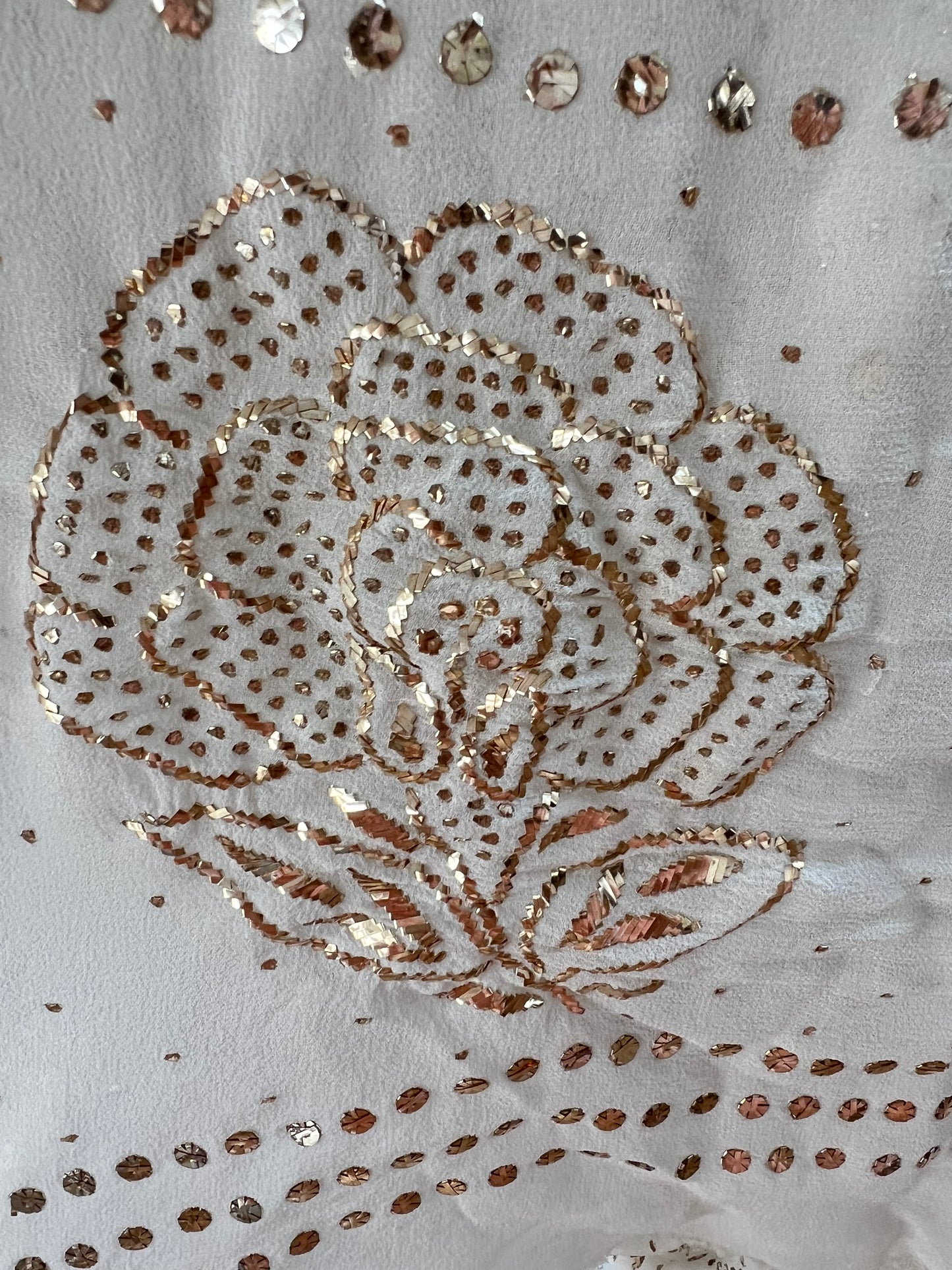 Pure Georgette Mukaish Saree - Honeycomb Design