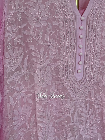 Rose Pink Viscose Georgette Suit for Summer Wear