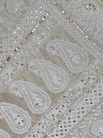 Heirloom Pure Georgette Saree with finest 2 & 3 Taar Chikankari