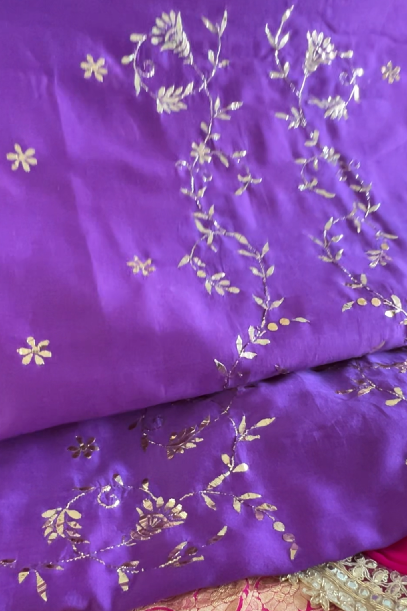 Purple Chanderi Kurta with Mukaish - Front Open design