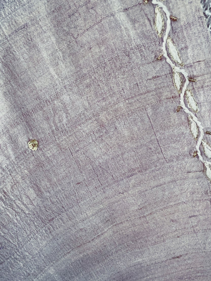 Pure Tussar Silk Chikankari with Embellishments | Eternal Craftsmanship