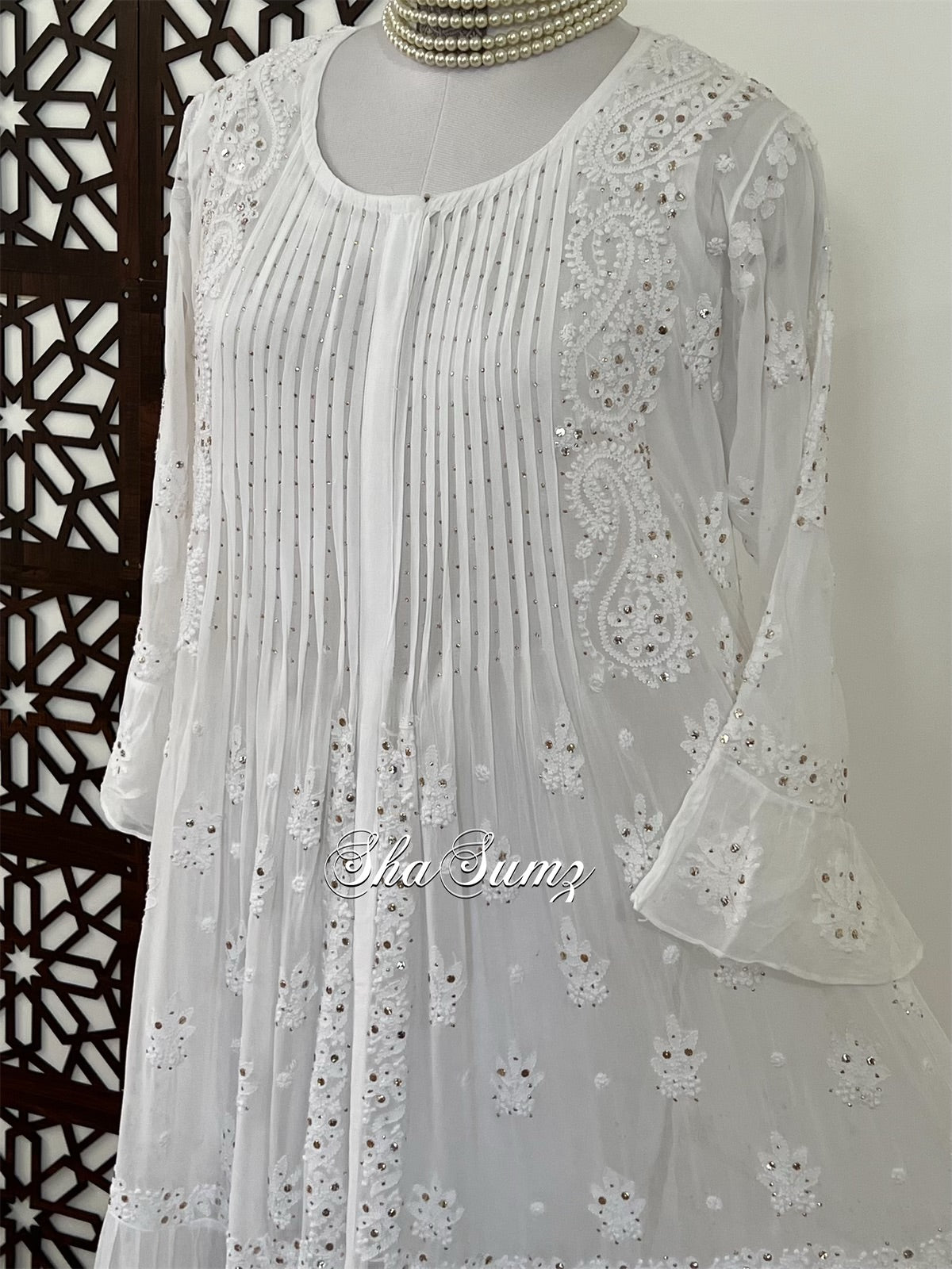 Georgette Anarkali with Chikankari & Mukaish