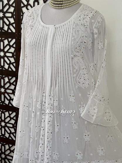 Georgette Anarkali with Chikankari & Mukaish