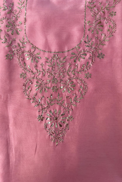 Chanderi Mukaish Kurta - Pink