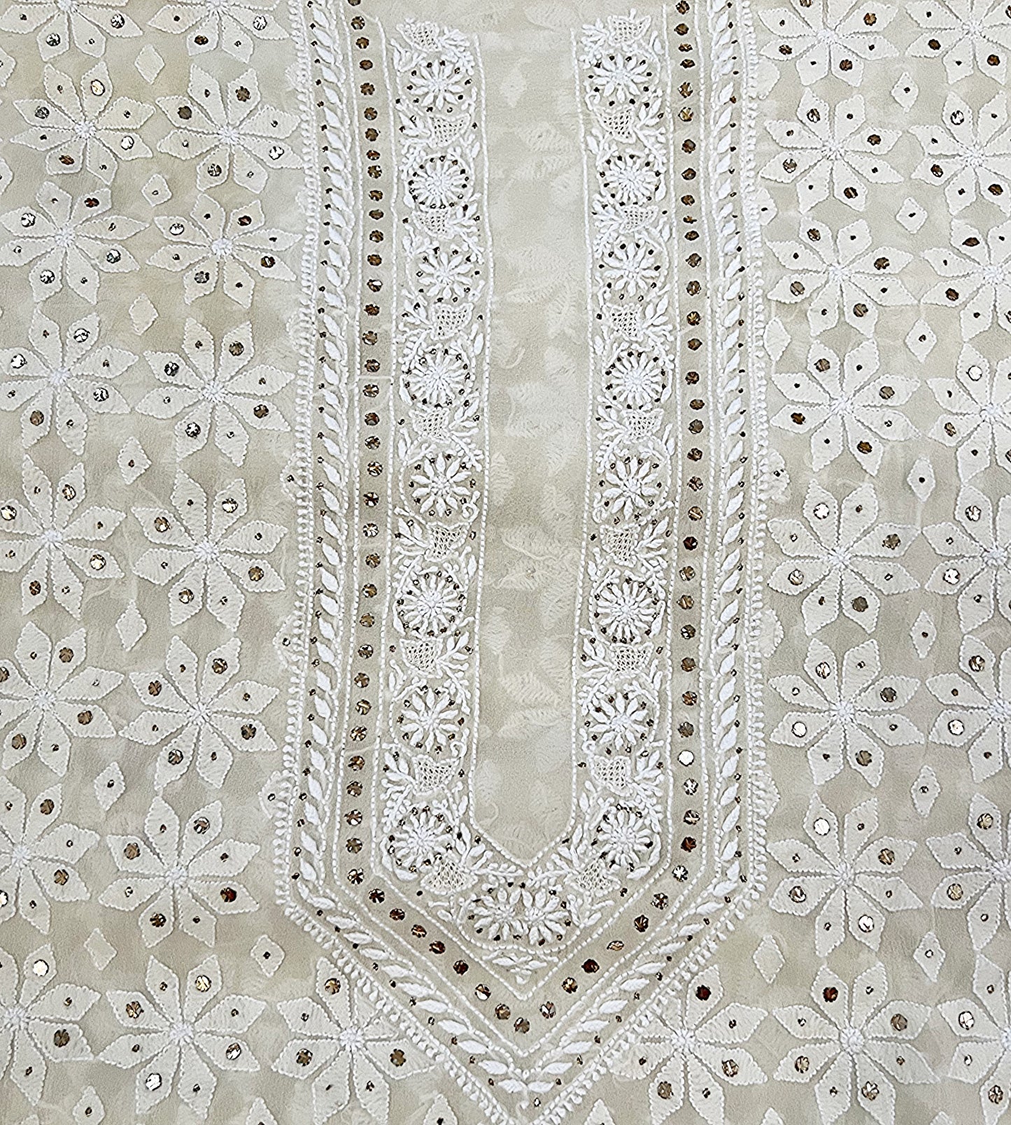 Ivory Pure Georgette Kurta with Chikankari & Mukaish