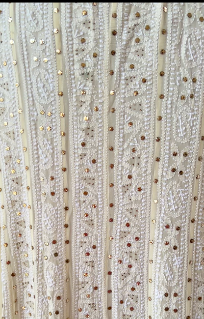 Chikankari and Mukaish Pure Georgette Angarkha