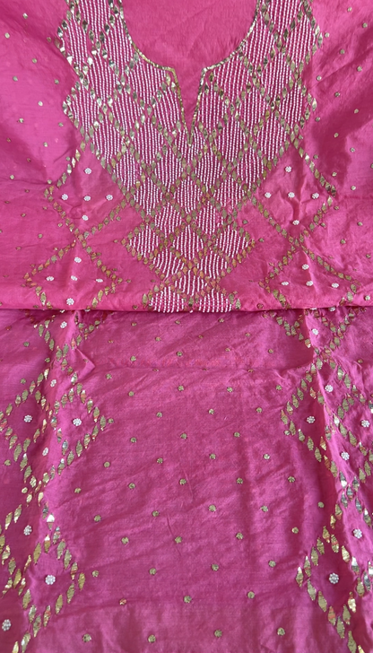 Pink Chanderi Kurta with Mukaish and Pearls