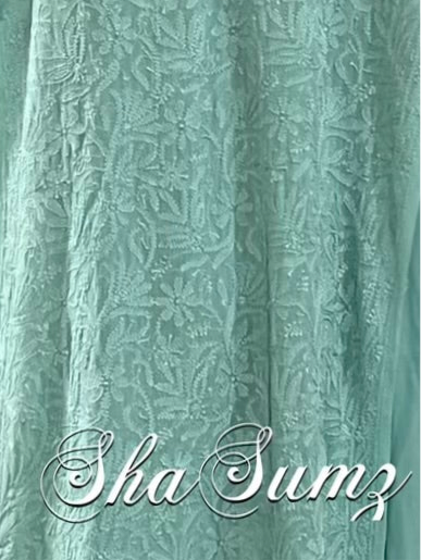 Teal Green Chikankari Suit for Summer Wear